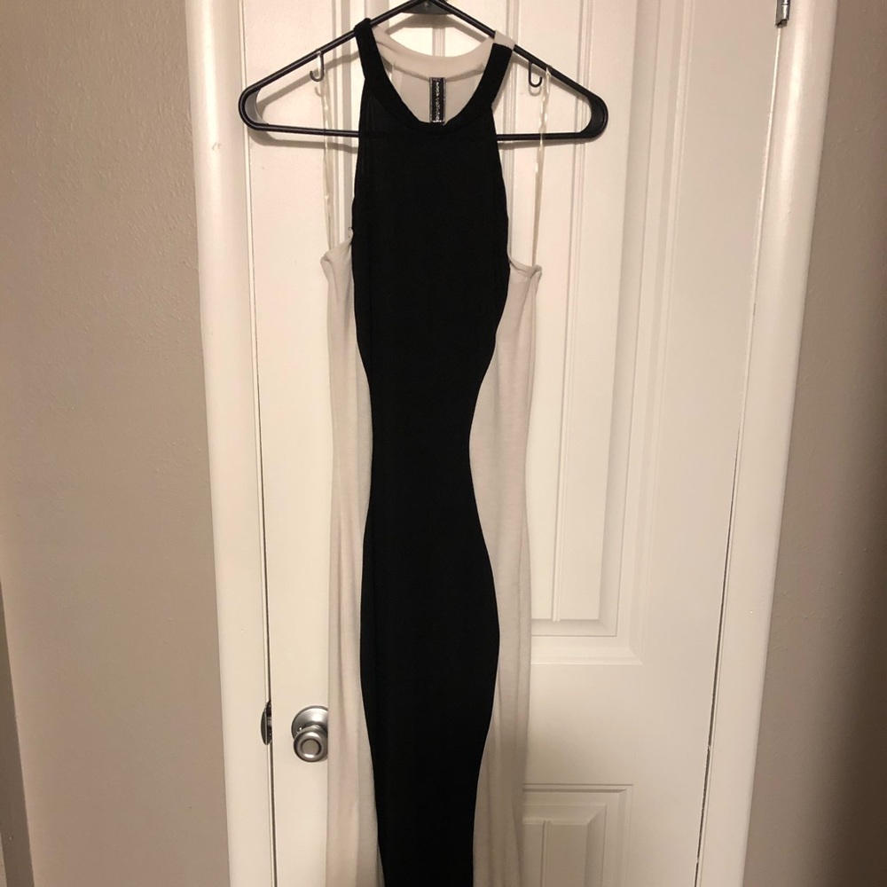 Black and White Maxi Illusion Hourglass Dress S